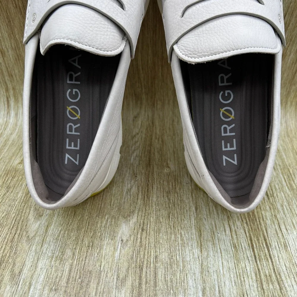 Cole Haan 4.Zerogrand Penny Loafer Men's 13 Cement Nubuck Ivory Sulfur C34107